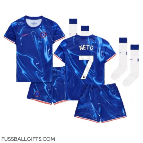 Chelsea Pedro Neto #7 Fußballbekleidung Heimtrikot Kinder 2024-25 Kurzarm (+ kurze hosen)